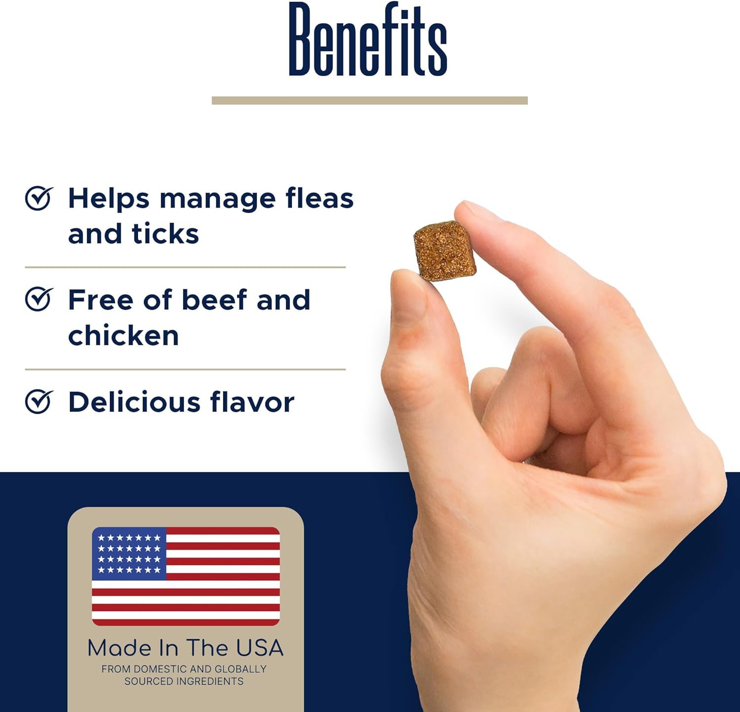 Flea and Tick Prevention for Dogs, Chewable – 90 Peanut Butter Flavored Soft Chews – Made with B Vitamins, Garlic Powder, Brewers Yeast, Coconut Oil, and Apple Cider Vinegar