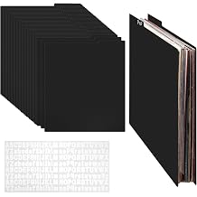 30 PCS Vinyl Record Dividers 12 Inch Album Storage Holder Dividers, Accessories with A-Z Stickers for Records Book Shelf Organizer Black