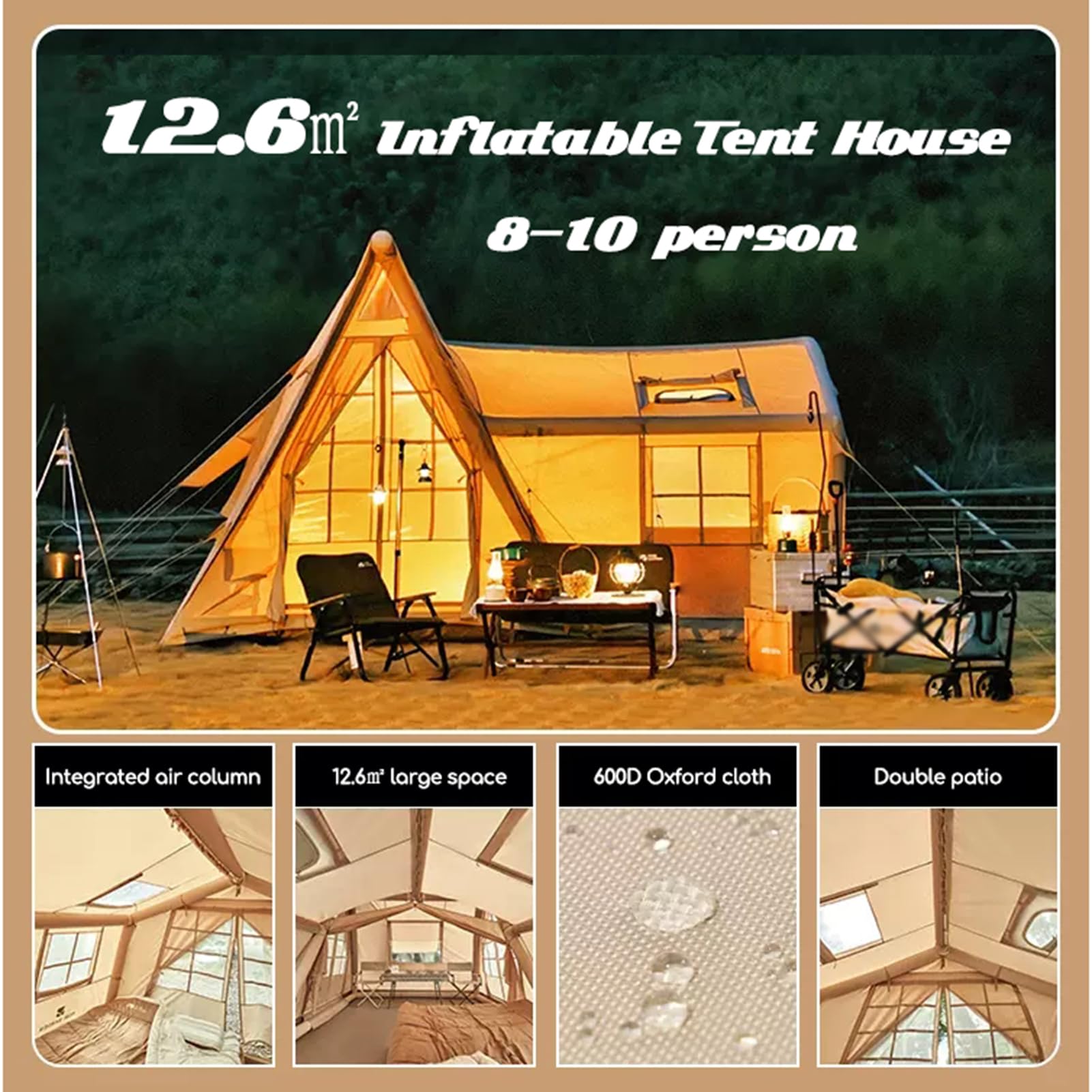 Stellweilan Tessberg Tente gonflable pour camping 8 à 12 personnes avec
