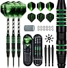 XAWU 3 Pack Steel Tip Darts Set Professional Darts 22g, 24g with 9 Dart Flights 3 Aluminum Shafts 3 Spare Shafts 1 Dart Sharpener 12 Rubber O-Rings Flight Protector and Darts Case