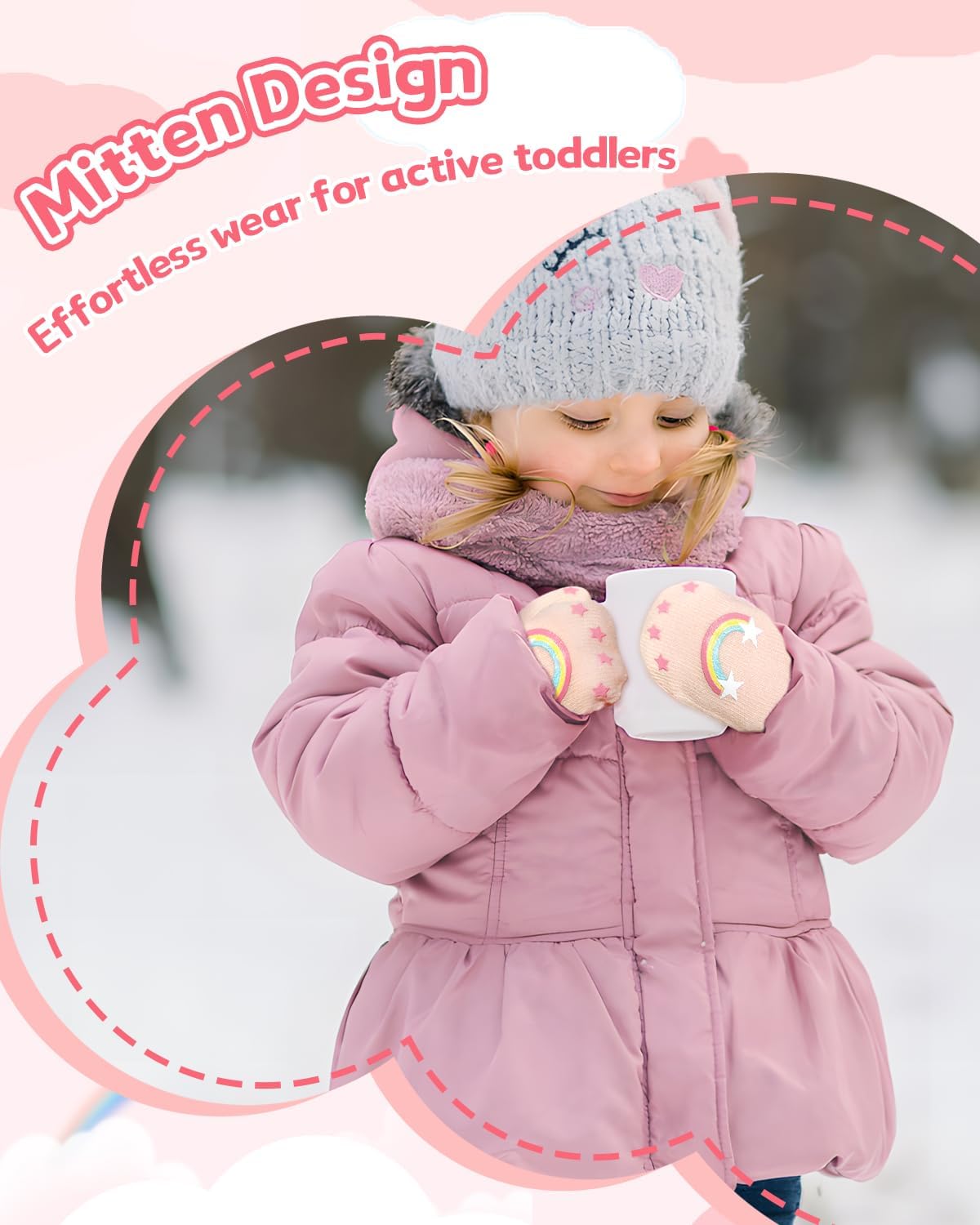 Evridwear Toddler Mittens Girl Boy Mittens 3 Pairs Knitted Stretch Gloves for Kids Toddler Winter Warm - Image 3