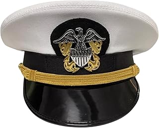 Military Navy USN WO/LCDR Service Visor Cap, Sterling/Gold Badge