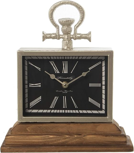 DRW Rectangular Metal Table Clock in 26x9.5x30cm, Multicolor, estandar