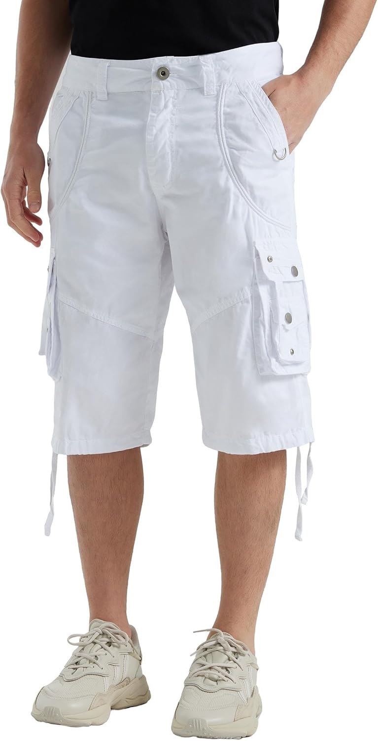 Cargo Shorts for Men Casual 3/4 Capri Pants with Pockets Long Below Knee Length Loose Fit Hiking Work - Image 2
