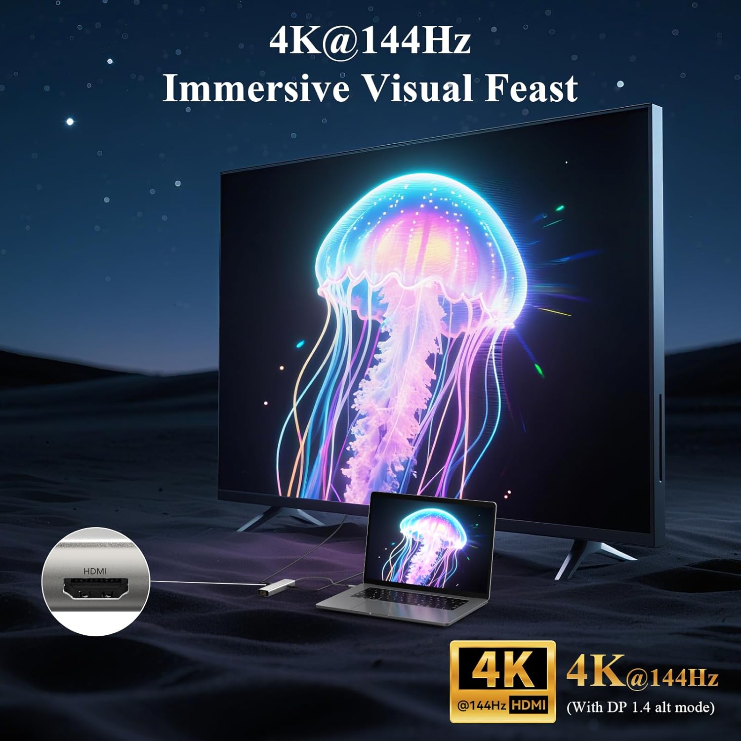 Minthouz 6-in-1 USB C Hub, 4K@144Hz HDMI, 100W PD Charging, 10Gbps USB-C/A Ports, 2.5G Ethernet, Compatible with MacBook Neo, M1/M2/M3, Surface, HP, Lenovo Laptops