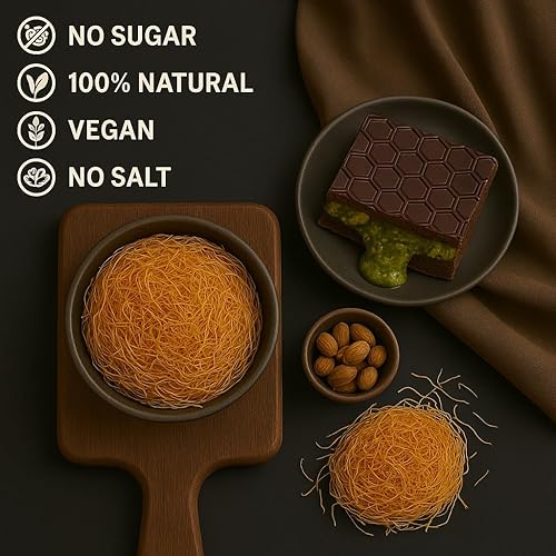 Miniatura 5 de BAYKUL Kataifi Pastelería para chocolate Dubai, masa crujiente de fillo triturada Kadayif horneada, lista para usar (1.1 lb (500 gr), horneada)