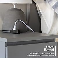 Vista 5 de GE Cable de extensión plano de 3 salidas de 3 pies, cable de extensión a tierra con múltiples tomas, extensor de salida de 3 clavijas, enchufe