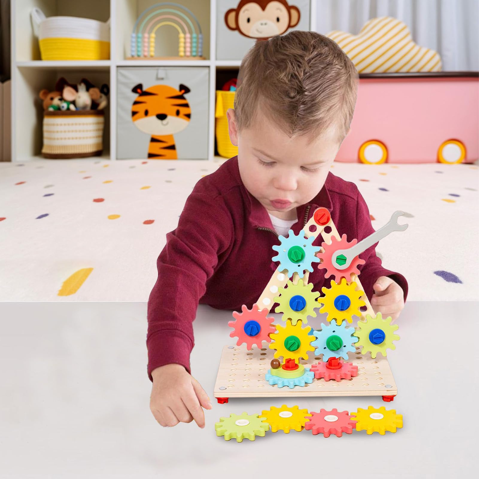 Giochi con Ingranaggi per Bambini Da Tavolo In Legno Con Puzzle Ingranaggi | Giocattolo Educativo E Di Apprendimento Portatile Per La Casa Asili E Le Scuole Materne