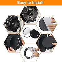 Vista 6 de 6.5" Foam Speaker Enhancer, AngleKai 4Pcs Self Adhesive Speaker Fast Rings, Universal High Rebound Sponge Bass Blocker Kit for Car Door Speaker Foam