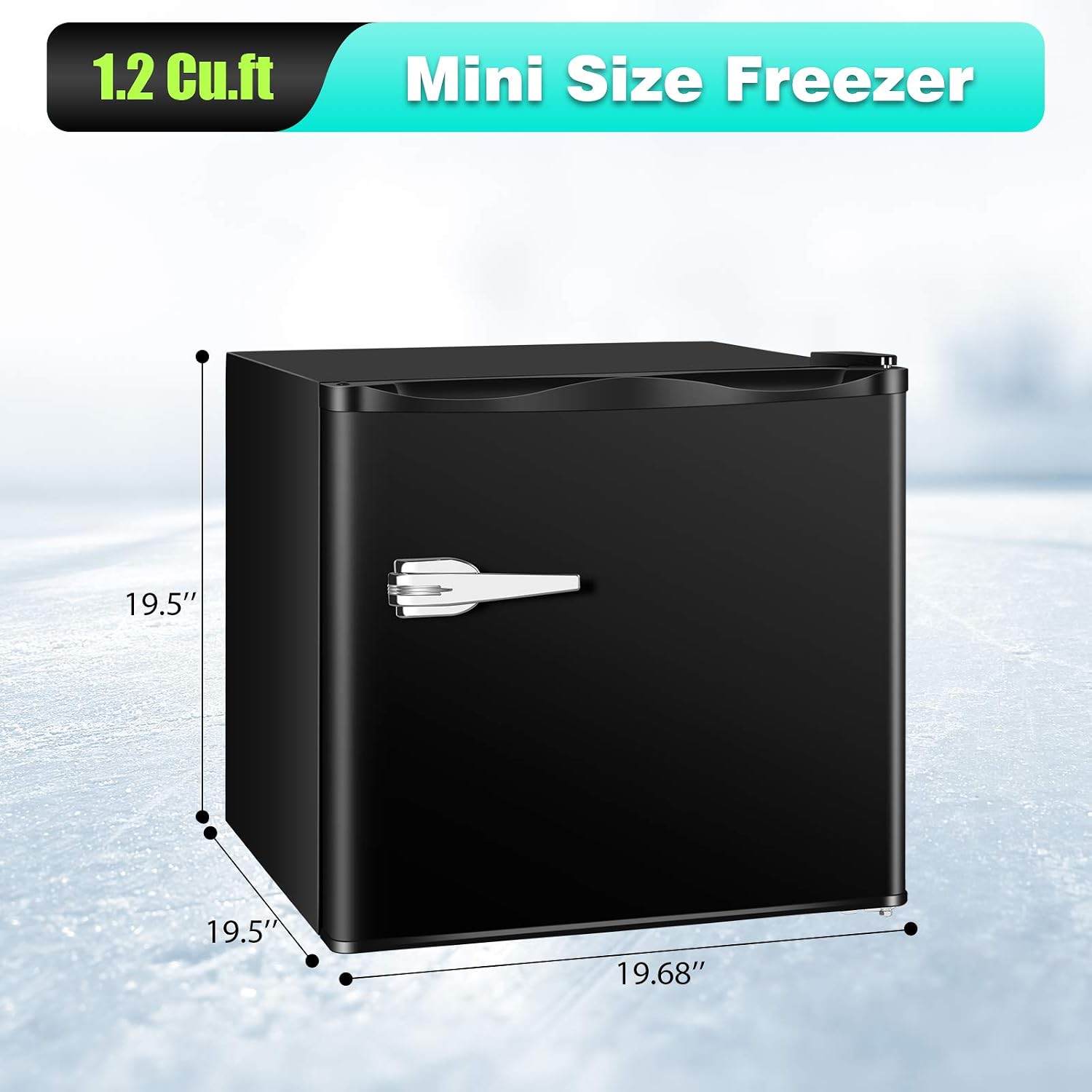 R.W.FLAME Upright Compact Freezer 1.2 Cu.ft, Freestanding Mini Freezer with Removable Shelf, Single Door, Adjustable Temperature Control, for Home, Office, Apartment(Black)