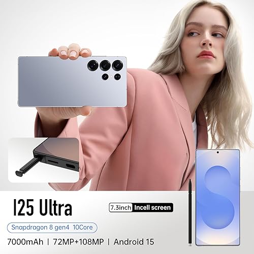 Miniatura 3 de GT20 Ultra Desbloqueado Teléfono Celular Android 14, 8GB+256GB Octa-core Teléfono Inteligente Teléfono, 7.2" FHD+Pantalla - Negro