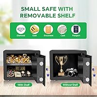 Vista 7 de Caja de seguridad con teclado digital y sistema de alarma - Caja de bloqueo electrónico para joyas y dinero en efectivo con estantes ajustables