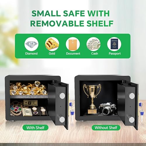 Miniatura 7 de Caja de seguridad con teclado digital y sistema de alarma - Caja de bloqueo electrónico para joyas y dinero en efectivo con estantes ajustables