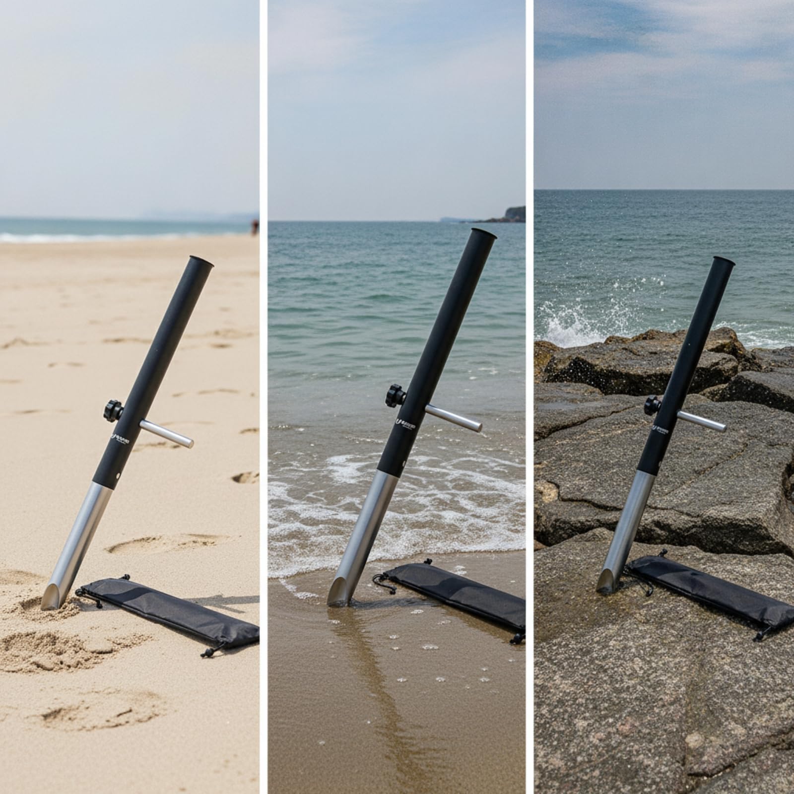 harayaa Portacanna da Spiaggia Portacanna da Pesca Portacanne Supporto Regolabile Puntale da Terra in Lega di Alluminio Antiruggine Smontabile con Tubo