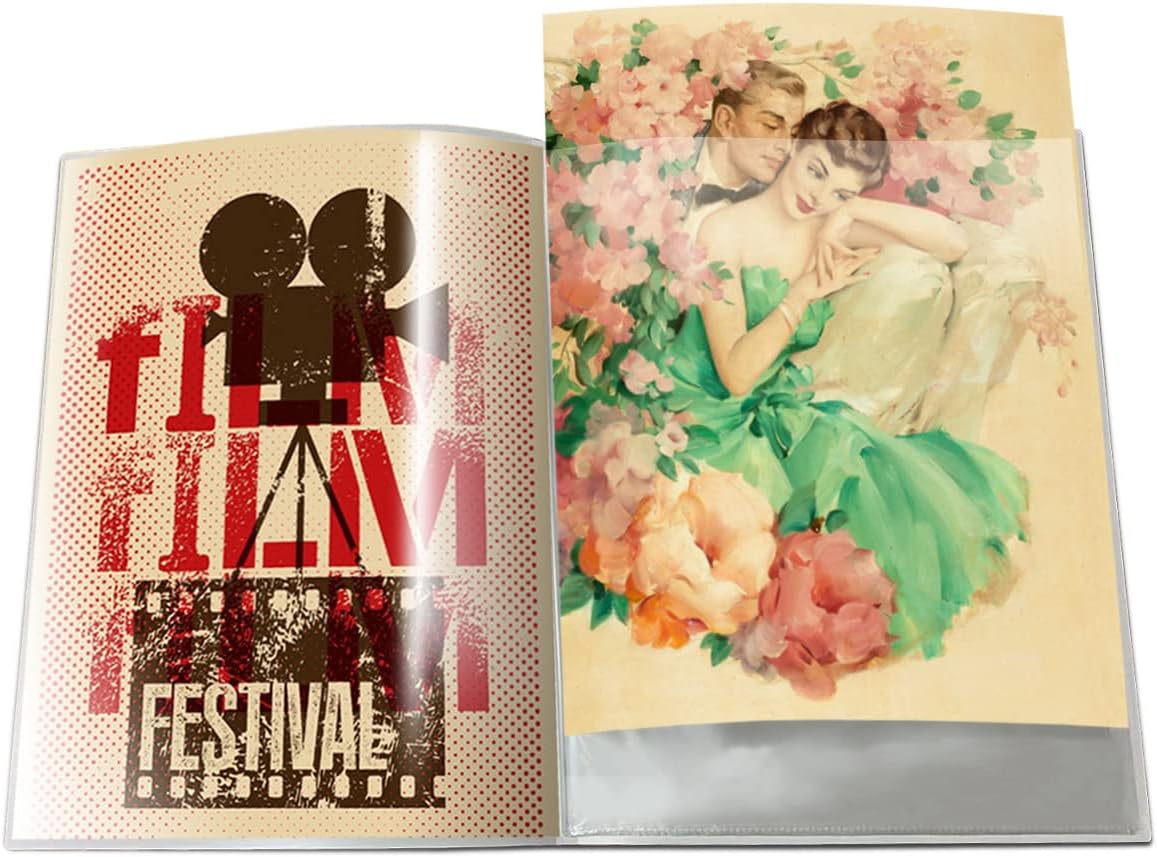 Lucky Shin B2 Poster File, Clear File, 20 Pockets for 40 Sheets, Poster Case with Storage Case