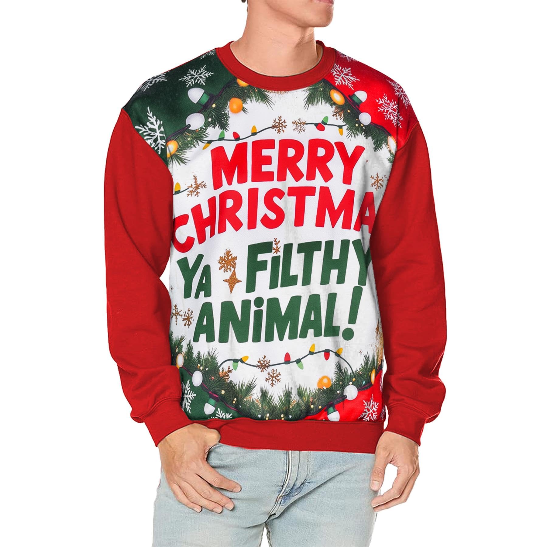 A2z Men's Red Wo Jumper Merry Christmas Ya Filthy Animal Jumper Comfortable - Jumper Ya Filthy 775 3XL