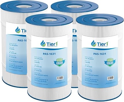 Tier1 Replacement for Waterway Clearwater II 75 Pool Filter Cartridge 4 Pack | Compatible with Unicel C-8411, Pleatco PWWCT75, Filbur FC-1255 | 17-3/8" x 8-15/16" | Trilobal Fabric | Washable Filter