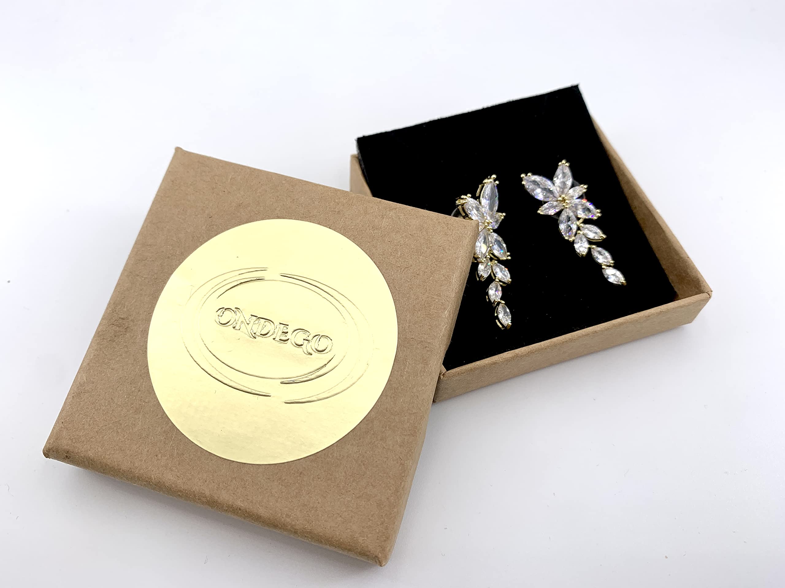 Gold Zirkonia Ohrringe Blatt Ohrstecker Brautschmuck Hochzeit Geschenk Damen Vintage Glitzer Schmuck