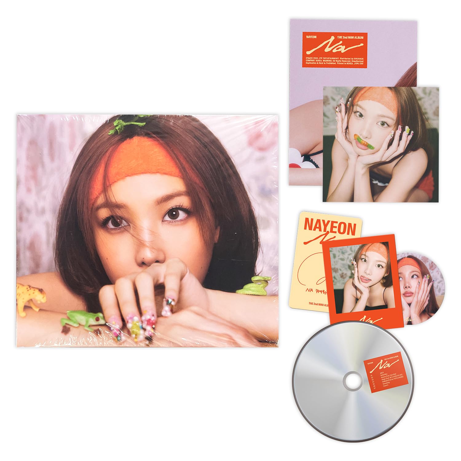 NAYEON - 2nd Mini album [NA] (‘D’igipack Ver.) Cover + CD-R + Photobook + Photocard + Sticker + Polaroid Photocard + Folded Poster + 2 Extra Photocards