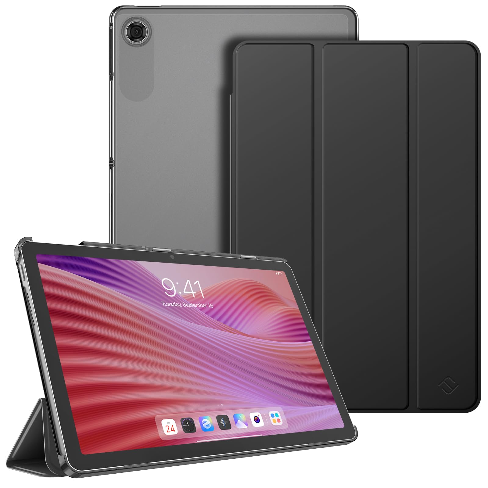 Fintie Etui do Lenovo Tab 10,1 cala 2025 (TB-311FU / TB-311XU), ultracienkie etui ochronne z półprzezroczystą tylną stroną z funkcją automatycznego wygaszenia/wybudzenia (czarne)