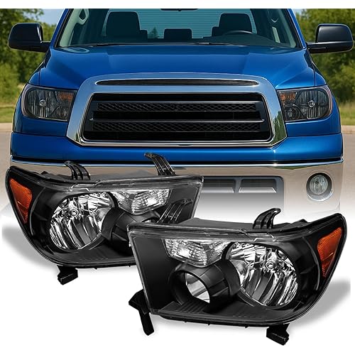 AKKON - For Toyota Tundra OE Replacement Black Headlights Driver/Passenger Head Lamps