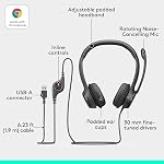 Logitech H390 Casque filaire pour PC/portable, écouteurs stéréo avec microphone à réduction de bruit, USB-A, commandes en ligne, compatible avec Chromebook - Noir, 1 unité