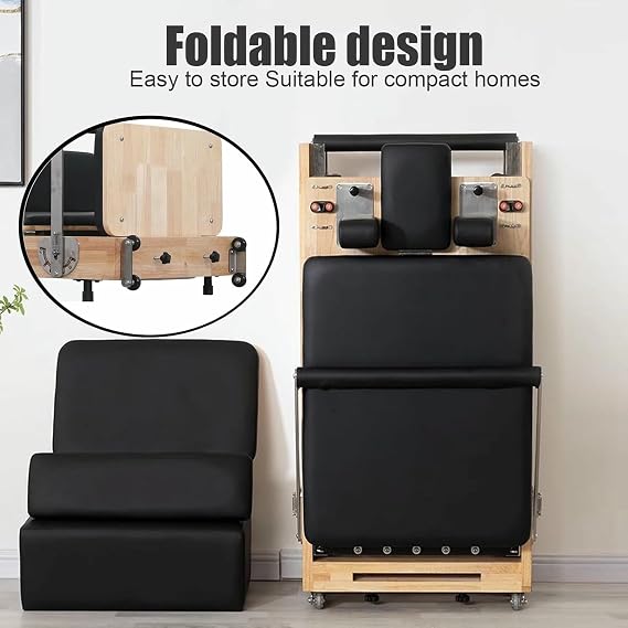 Foldable Pilates Reformer, Reformer Pilates Machine, Adjustable Home Equipment for Strength Training and Flexibility