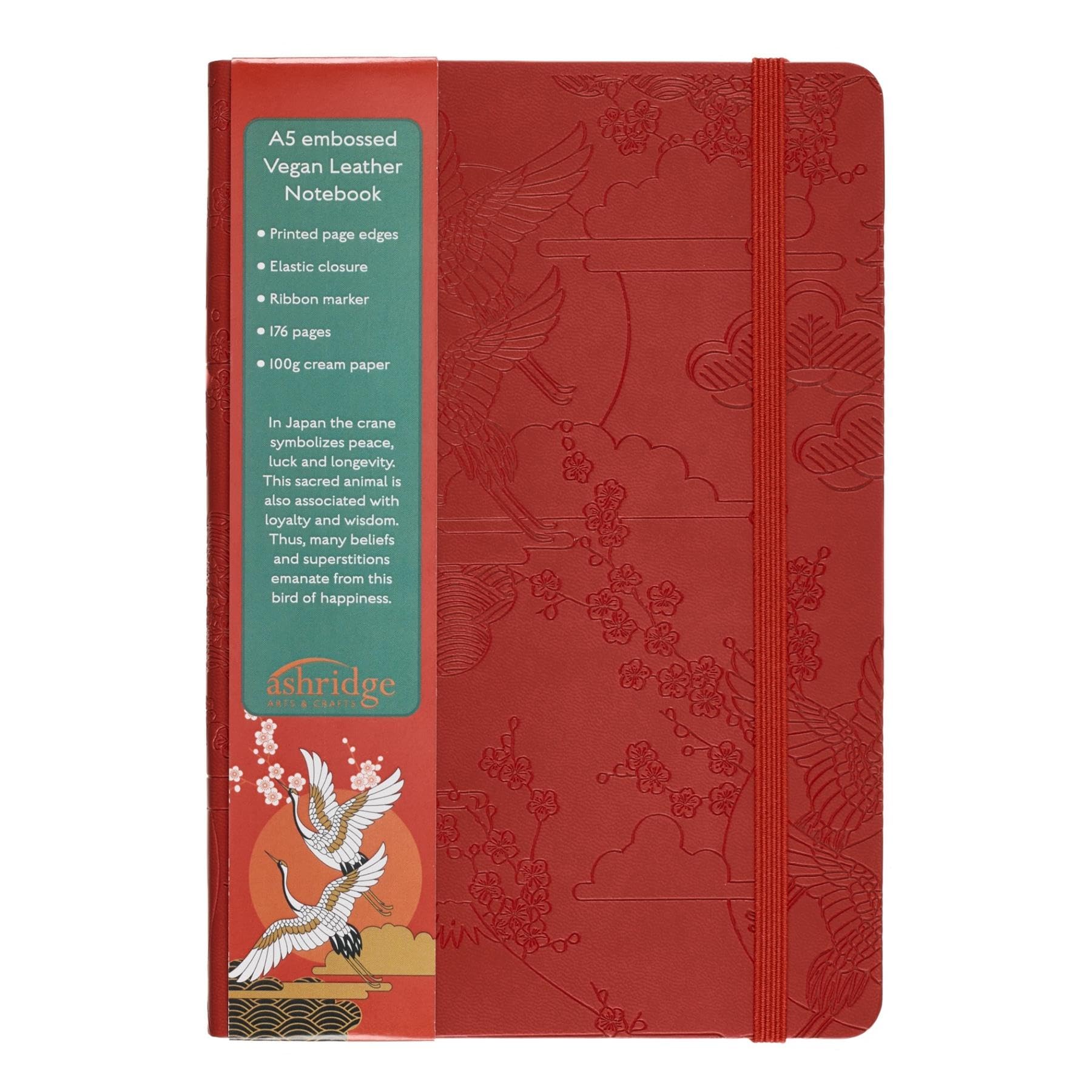 Ashridge A5 Embossed Lined Notebook – Japanese Cranes