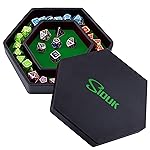 SIQUK Dice Tray with Lid Hexagon Dice Rolling Tray Dice Holder for Dice Games Like RPG, DND and Other Table Games, Green