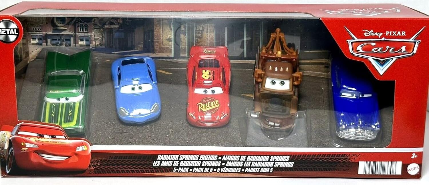 Disney Cars Diecast 5-Pack con Lightning McQueen, Doc Hudson, Sally, Mater  y Green Ramone