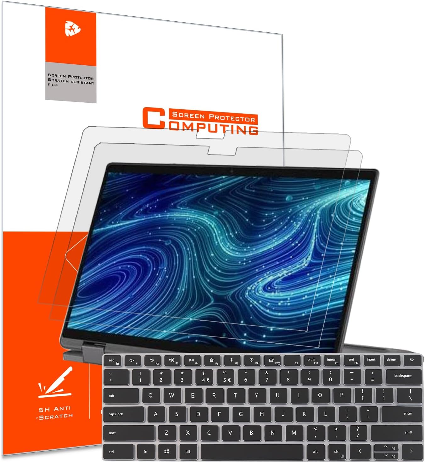 YINOVEEN 2 Pack 14 inch Anti Glare Screen Protector for 14" Dell Inspiron 7420 7425 7435 Multi-Touch 2-in-1 Laptop & Keyboard Cover, Matte (Not Fit None-touch 5420 5425 7420 7425)
