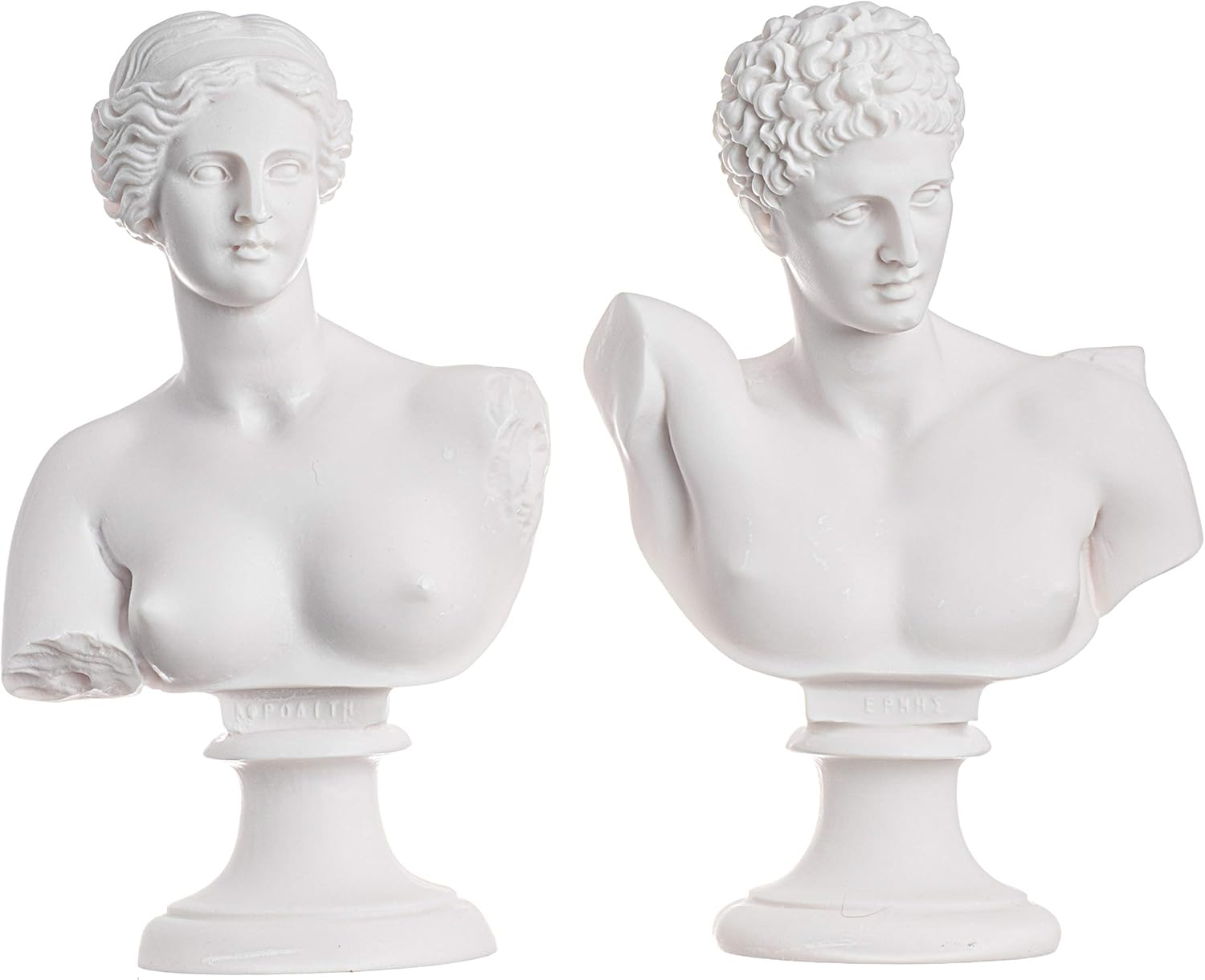 BeautifulGreekStatues Hermes and Aphrodite Set Bust Sculpture Ancient Greek Roman Mythology Handmade Figurine Artifacts