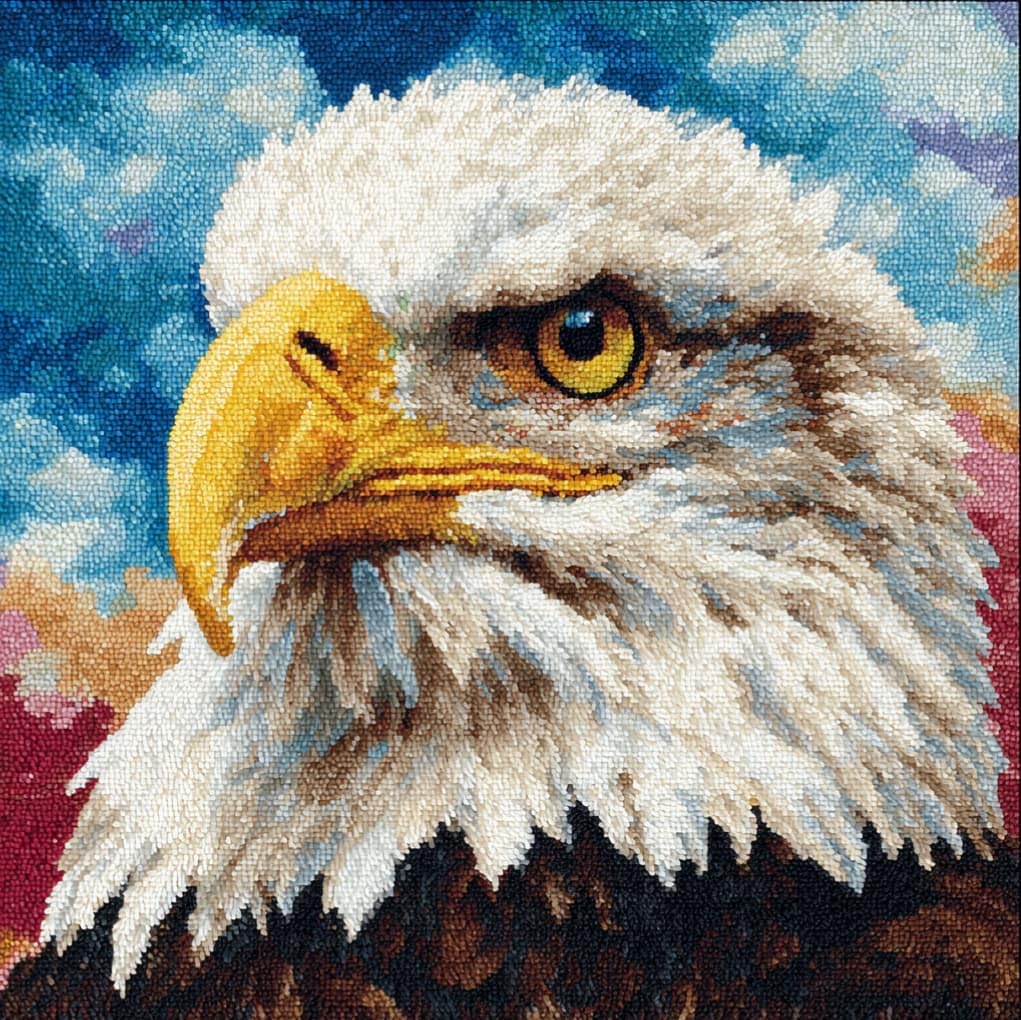 AxiangziK Latch Hook Cushion Kit 43x43cm,Bald Eagle