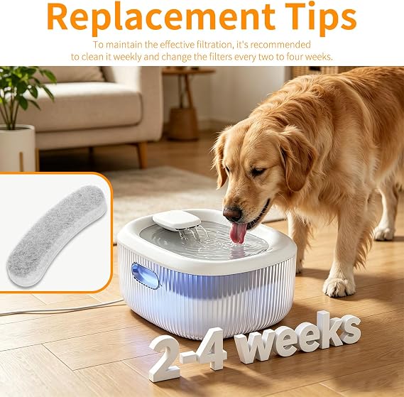 12 Pack Replacement Filters Compatible with WOPET 6L Dog Water Fountain for Dogs and Cats, White, Cotton, Round, Multilayer Filtration