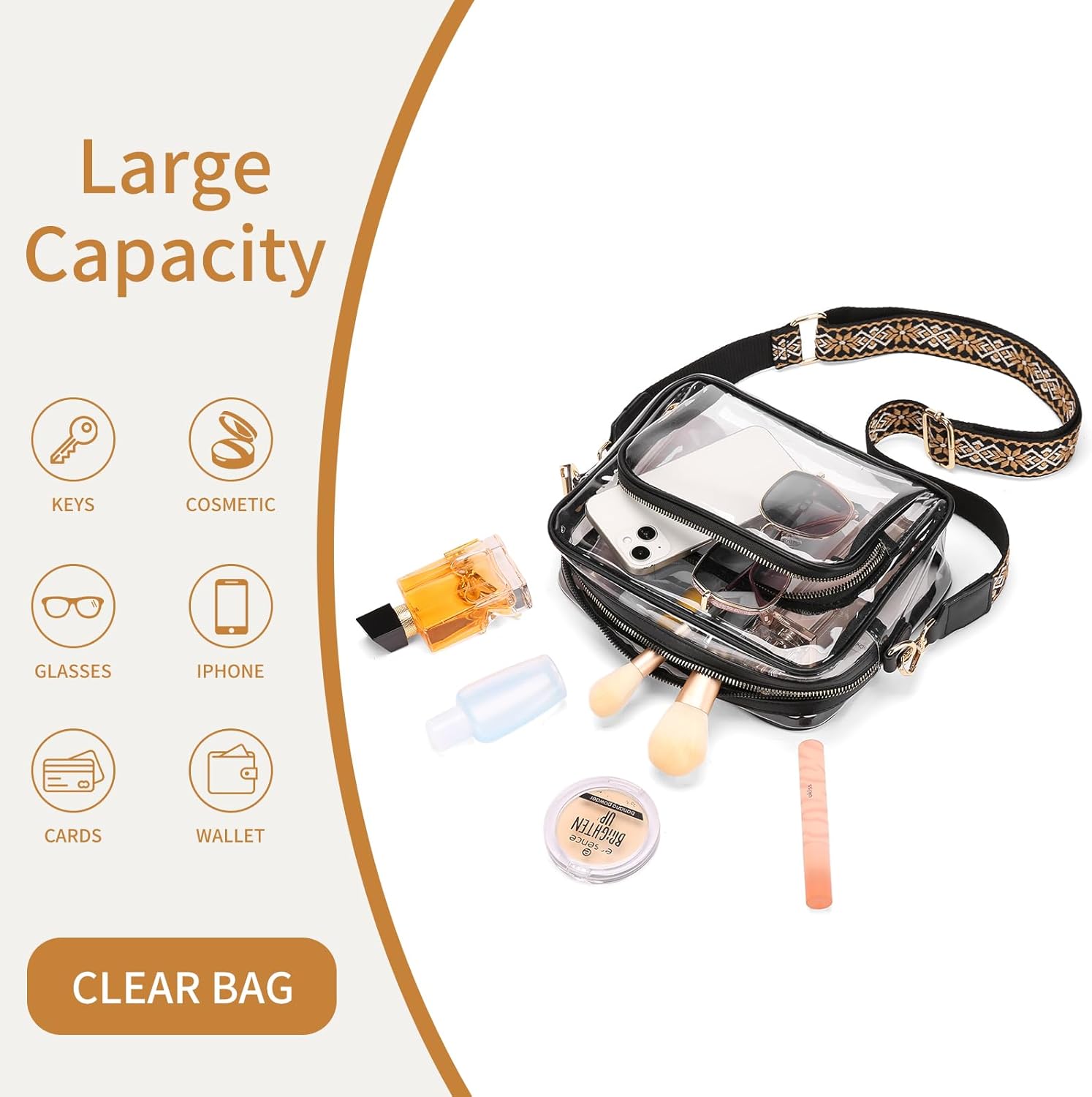 SENDEFN Clear Purse for Women, Clear Bag Stadium Approved with Front Pocket for Concerts, Sports, Festivals - Image 5