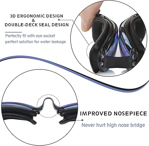 Miniatura 5 de Gafas de natación, paquete de 2 gafas de natación para adultos, hombres, mujeres, jóvenes, niños