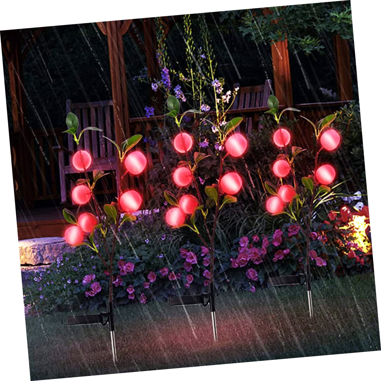 ibasenice 3pcs Led Garden Stake Light Apple Shape Waterproof Solar Pathway Lamp Yard Decorative Light for Christmas