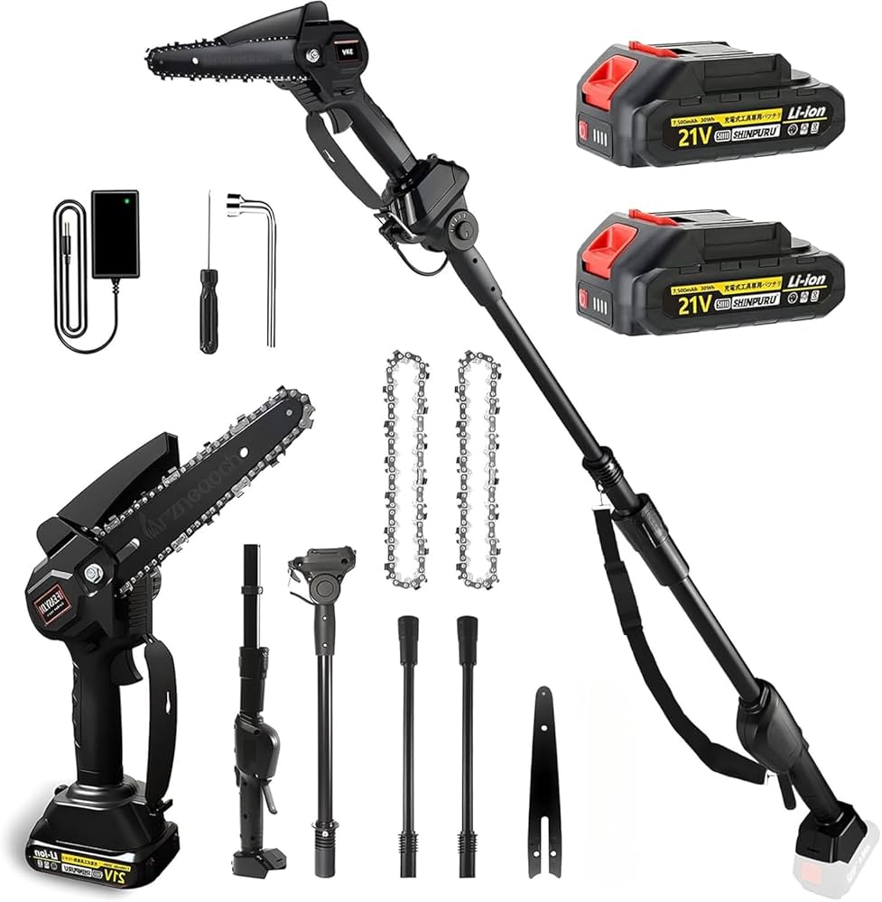 高枝切り電動チェーンソー 電動 チェーンソー３段階伸縮延長ポール最長1.85m Amazon | 高枝切り電動チェーンソー たかえだ 電動 チェーンソー