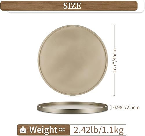 Miniatura 4 de Hanobe Bandeja otomana grande para servir bandejas decorativas redondas doradas de 18 pulgadas para mesa de centro de mesa de centro de madera,