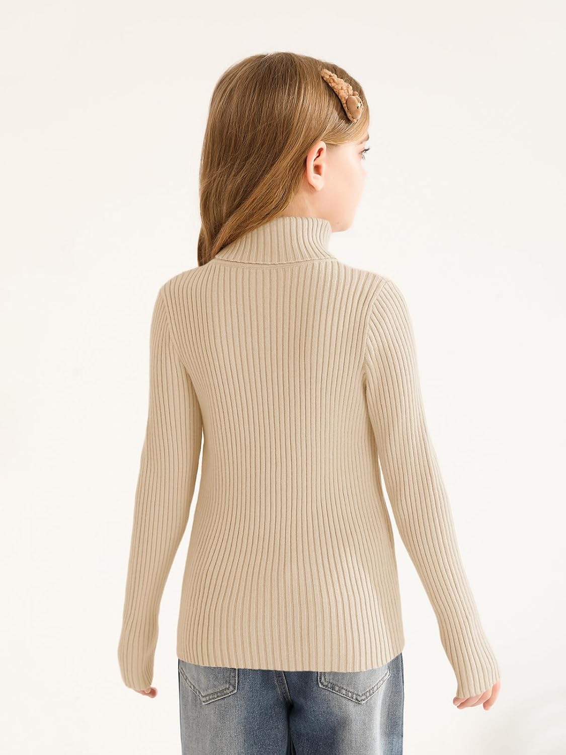 Girls Sweaters Kids Long Sleeve Turtleneck Pullover Jumper Tops - Image 5
