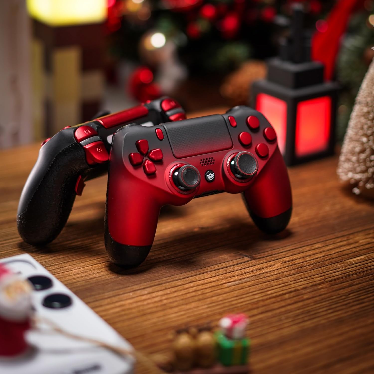 HEXGAMING NEW EDGE Wireless Controller Compatible with ps4-4 Back Buttons, 6 Profiles, Hair Triggers, Swappable Thumbsticks - Shadow Red