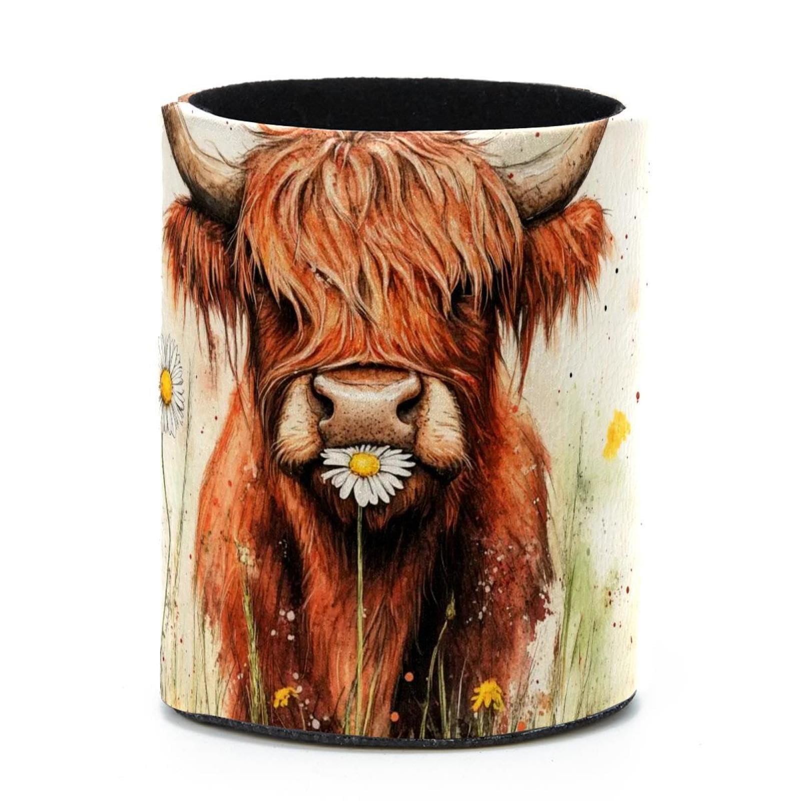 VAPOKF Round Pencil Holders for Desk, Watercolor Cow Pen Holders Pen Pot Makeup Brushes Storage Desktop Stationery Supplies Organiser for Home Office
