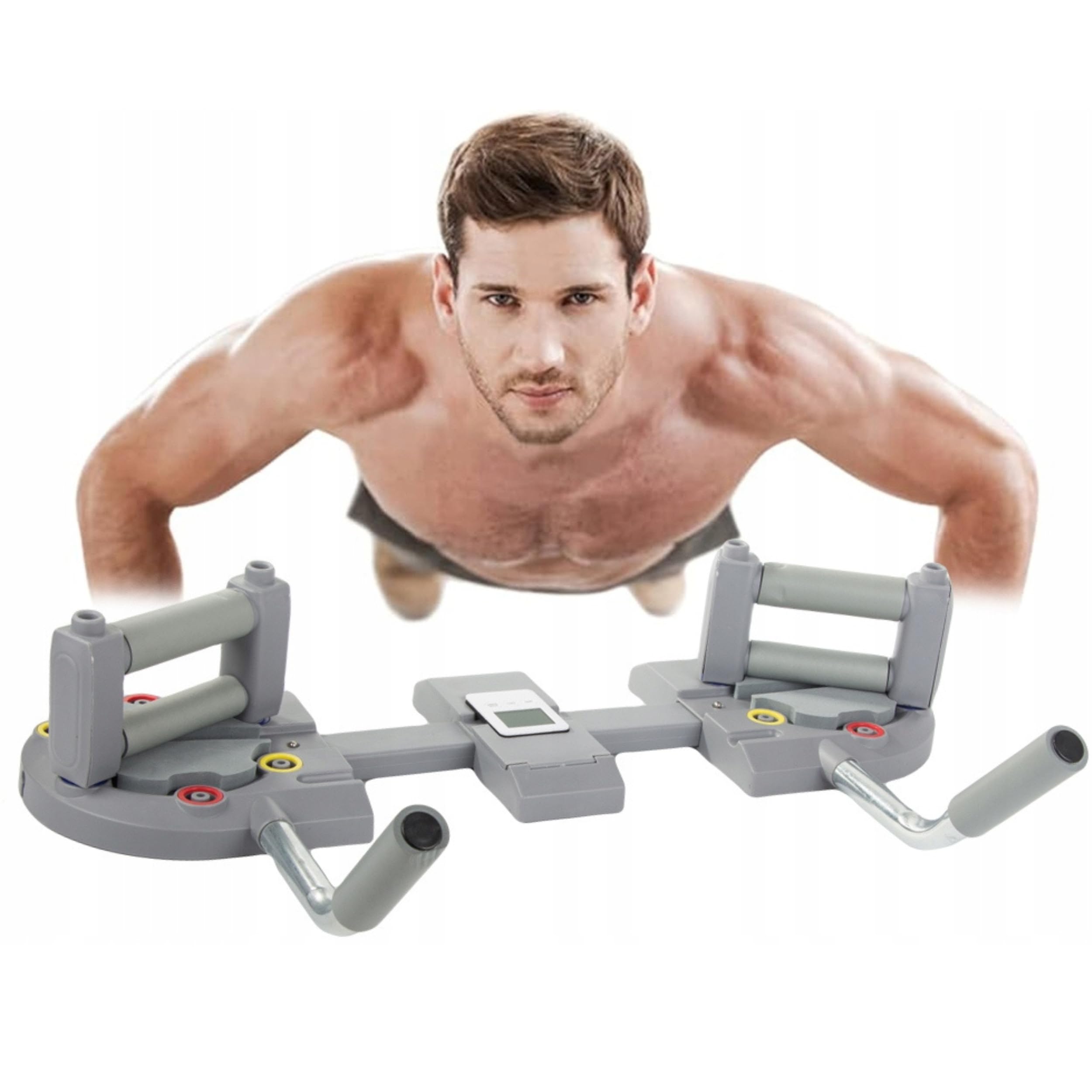 PARENCE.- Planche à Pompes Multifonction – Appareil de Musculation avec Poignées Réglables, Minuterie & Support Téléphone – Antidérapant – Entraînement Poitrine, Bras, Épaules, Triceps