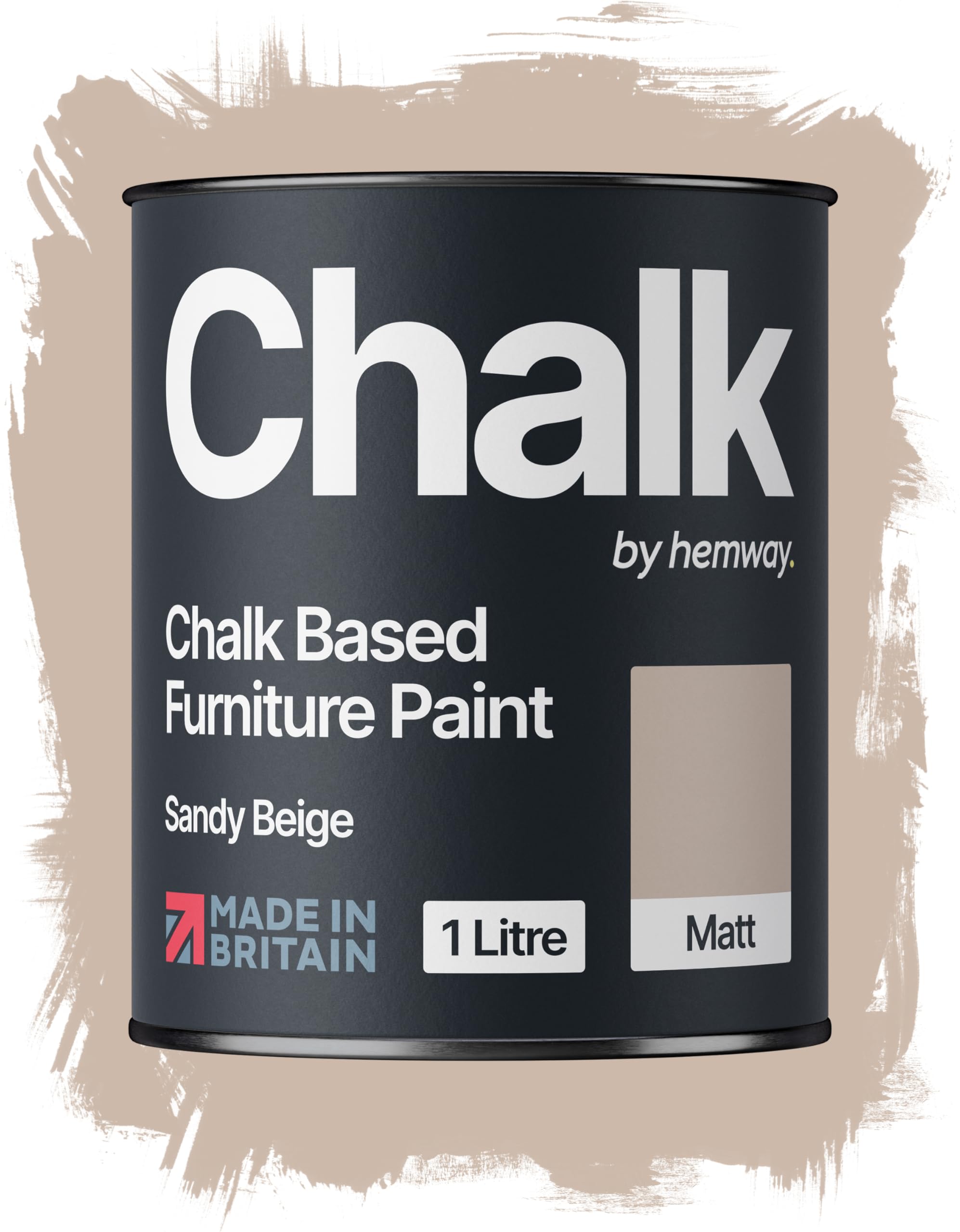 Hemway Sandy Beige Chalk Based Furniture Paint, 1L, Matt Finish Shabby Chic, Chalk Paint Furniture & Walls, Quick Dry & 1 Coat