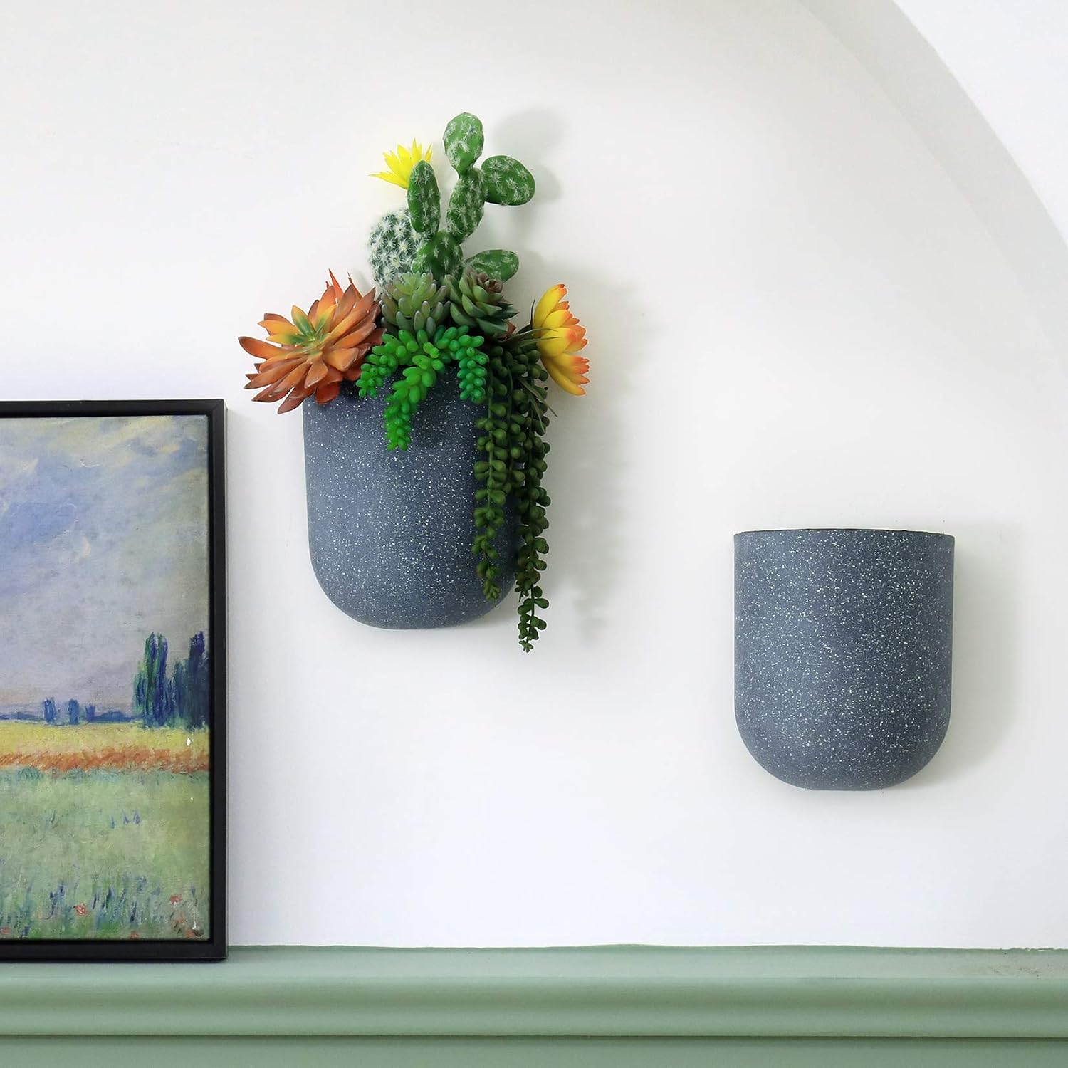 LA JOLIE MUSE Wall Hanging Planters - Vertical Wall Planters for Outdoor Indoor Plants, Wall Succulent Planters for Succulent Herb Air Plant Live or Faux Plants, Set of 2, Weathered Gray