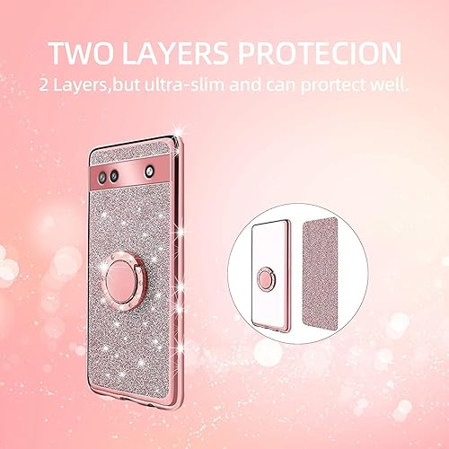 Miniatura 8 de Funda para teléfono Google Pixel 6a, funda para Google Pixel 6a para mujer, con purpurina, suave, elegante, transparente, TPU de lujo, linda funda