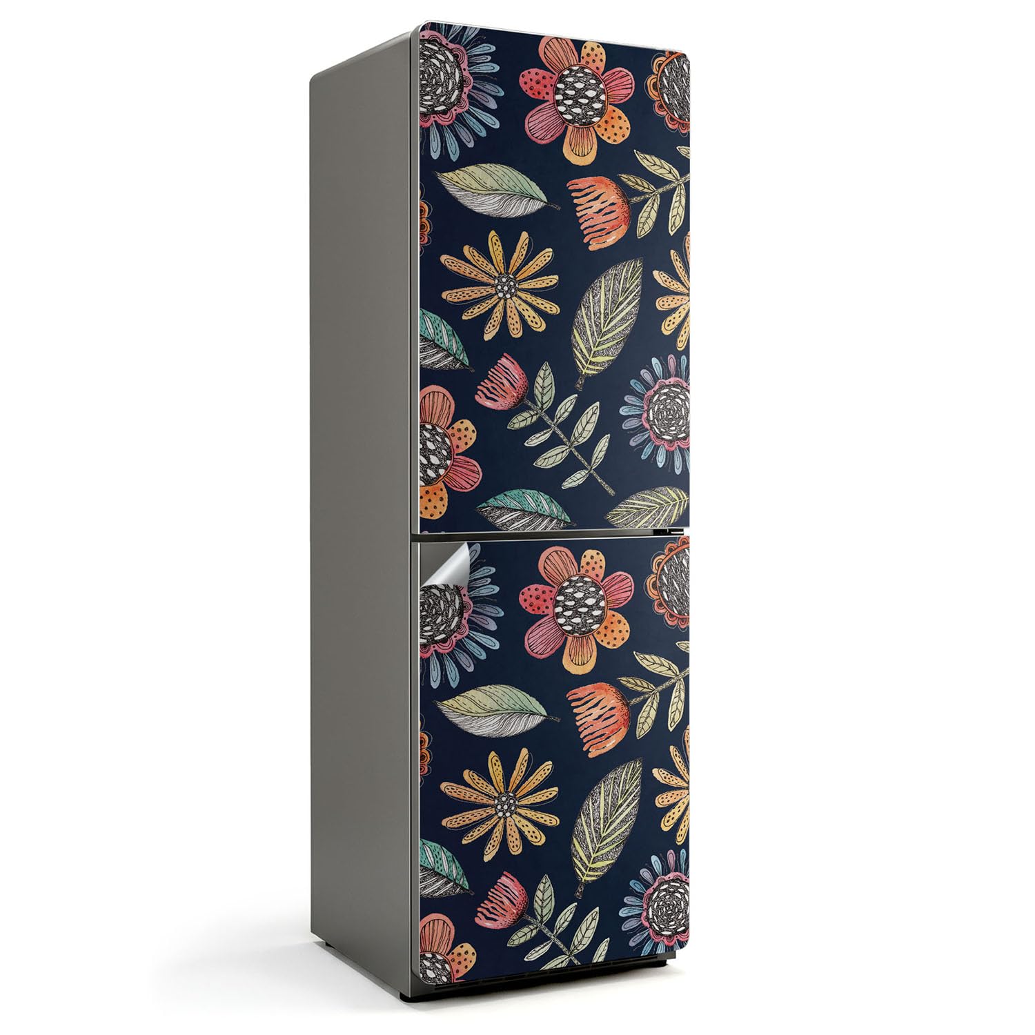 Adhesivo para frigorífico lavable de 60x190 cm con hojas decorativas