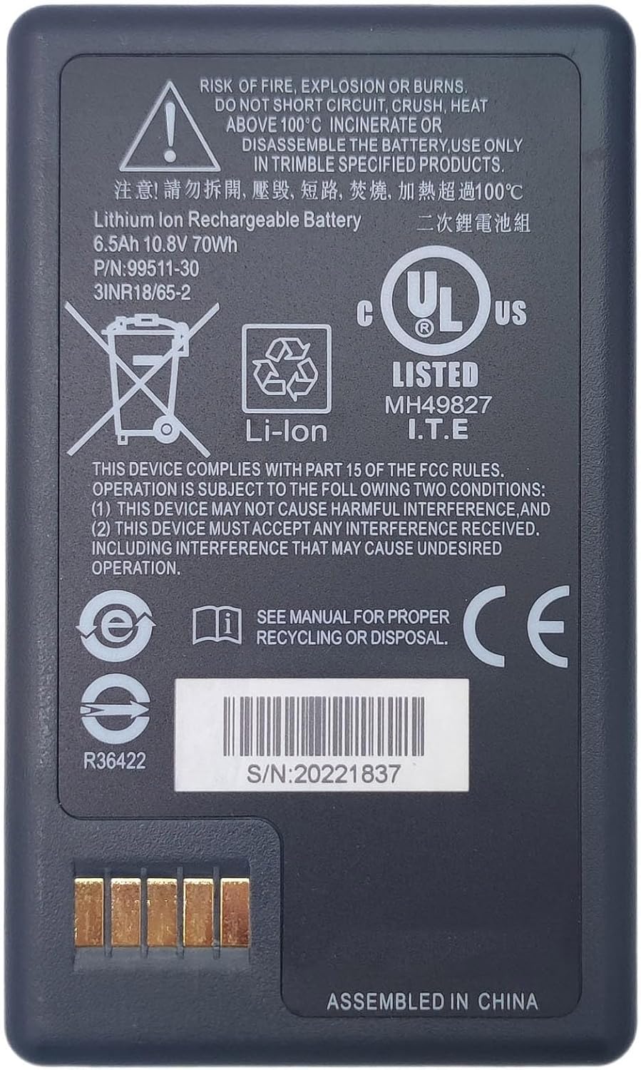 (Pack of 2) 99511-30 79400 6.5Ah 10.8V Li-ion Rechargeable Battery for Trimble 79400 Total Station Battery, for Trimble S3 S5 S6 S7 S8 Total Station