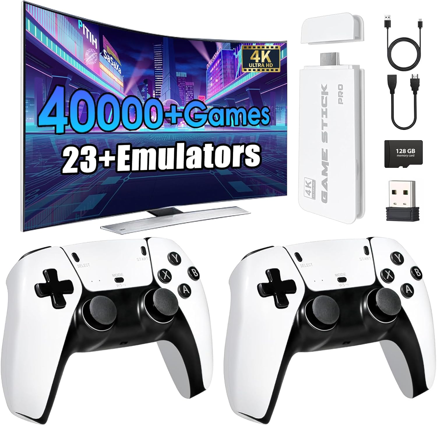 TEFELE 2026New Wireless Retro Game Console 23 Simulators and Over 40,000 Games 2.4G Wireless Controllers(128G)
