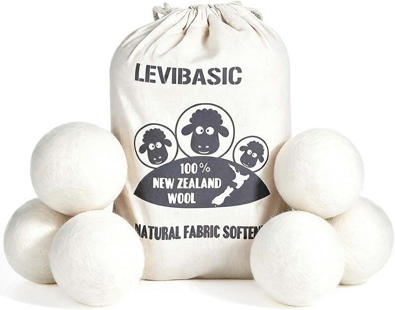 Paquete de 6 bolas de lana para secadora, 100% lana de Nueva Zelanda hasta el núcleo | Alternativa al suavizante de telas natural reutilizable, sin químicos, reduce las arrugas, la estática y acorta el tiempo de secado Más de 1000 cargas